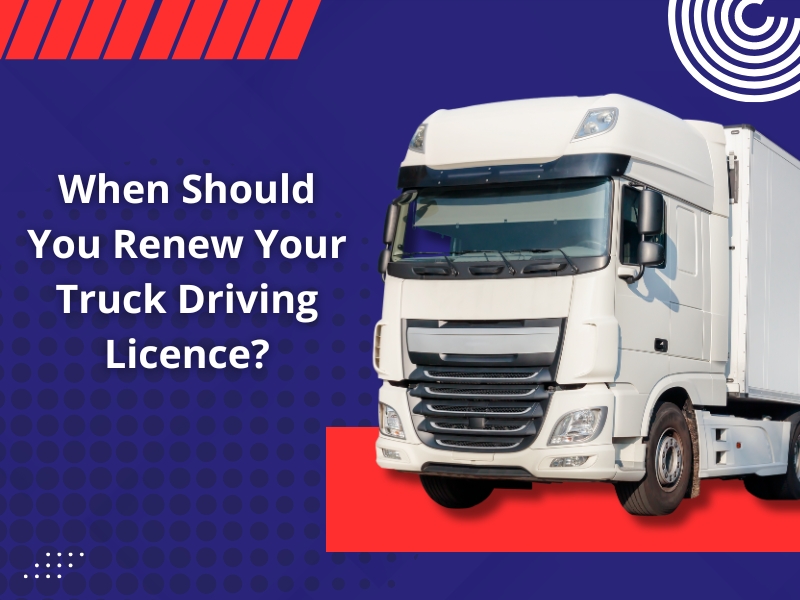 When to renew your truck driving permit displayed with an image of a white truck.