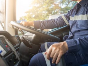 A truck driver undergoing training for an MC licence to upgrade their HC driver's licence