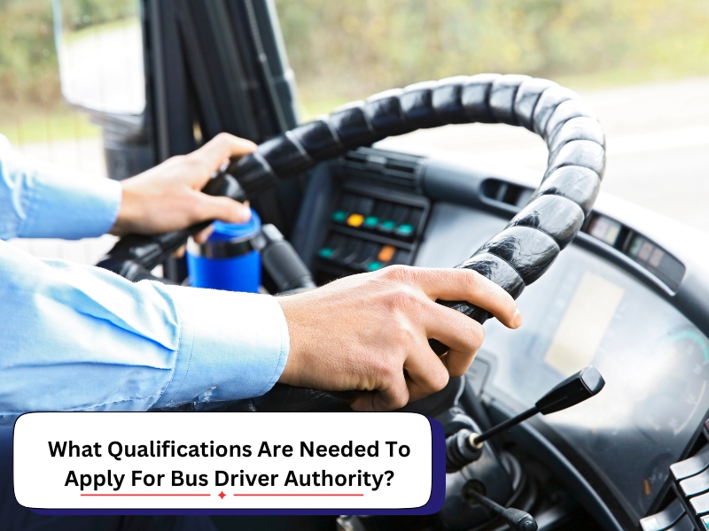 Apply for bus driver authority: A person driving a bus, pictured from the side.